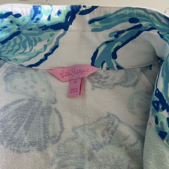 Lilly Pulitzer Blue and Green Patterned quarter zipper - Picture 4 of 7